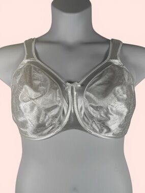Bali Size 38DDD/38F White Satin Tracings Underwire Minimizer Bra